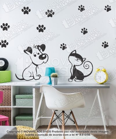 Adesivo Decorativo Pet Shop Cachorro e Gato 05