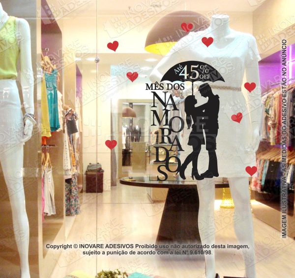 Adesivo Para Vitrine Mês dos Namorados coração M15
