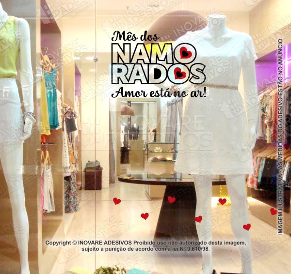 Adesivo Para Vitrine mês dos Namorados  o amor está no ar M21