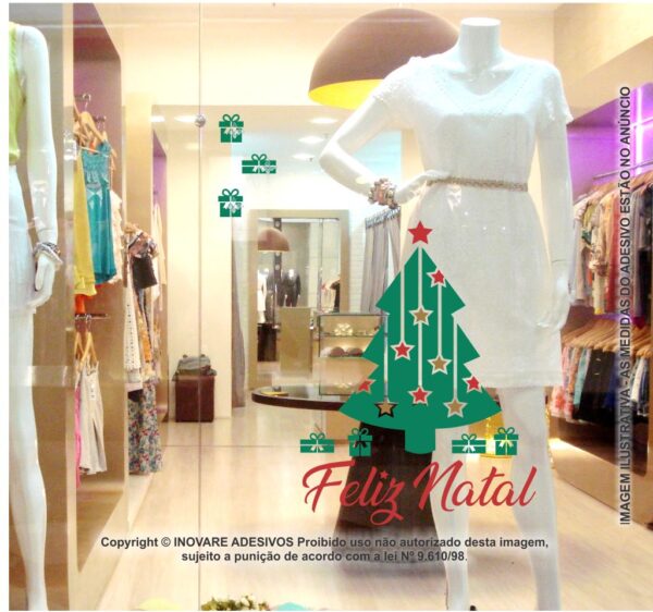 Adesivo Decorativo Vitrine Arvore de Natal M24 Estrelas