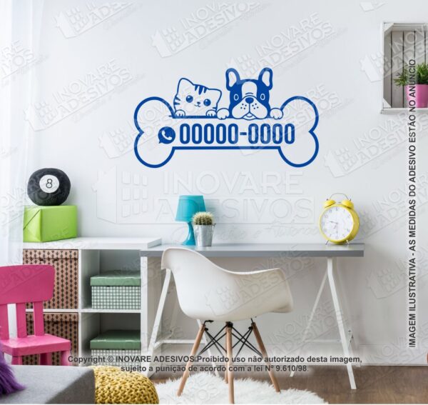 Adesivo Decorativo Pet Shop Cachorro e Gato personalizado M02