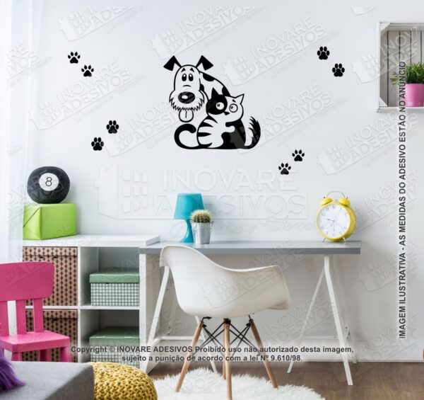 Adesivo Decorativo Pet Shop Cachorro e Gato M01