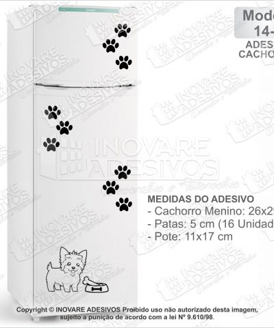Adesivo Decorativo Pet Shop Cachorro Yorkie Macho M14 Geladeira