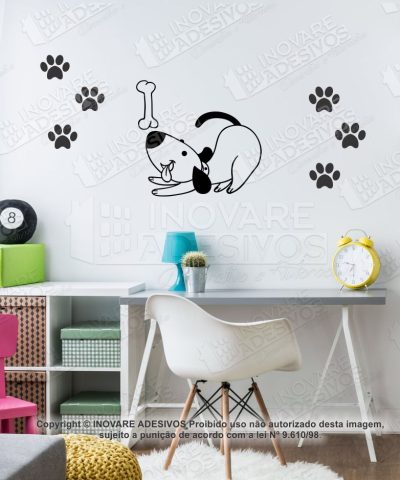 Adesivo Decorativo Pet Shop cachorro patinhas M04